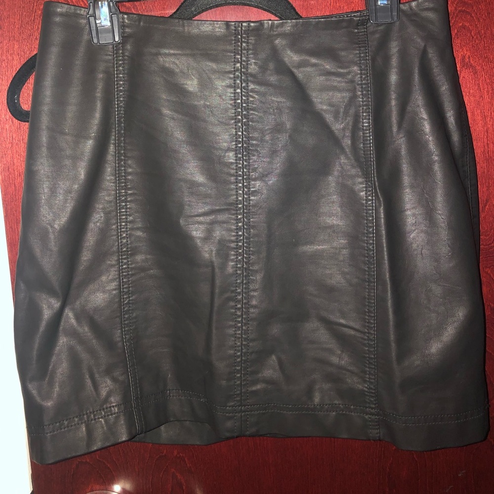 Free People black leather mini skirt